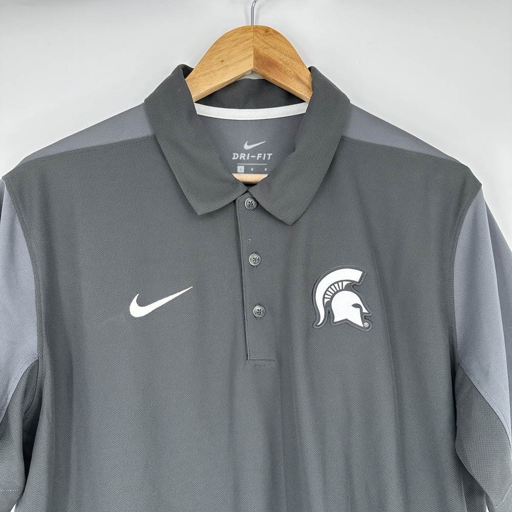 Nike Anthracite Michigan State Spartans 2023 Coaches Performance Polo Large Gray